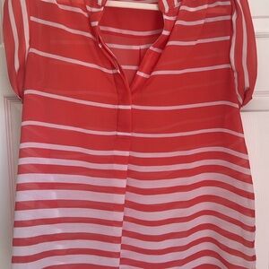 Striped coral and White Women's Top